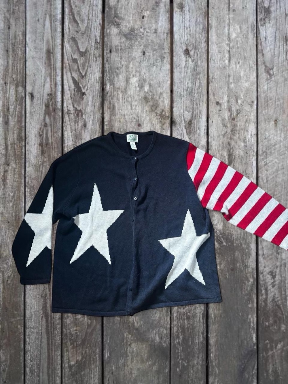 Vintage Quaker factory Stars and Stripes knitted cardigan